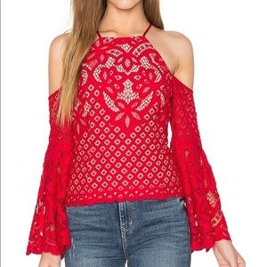NWT Bardot MILA lace top in vivid red 10 L $89